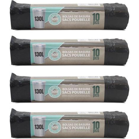 Lot de 4 rouleaux de 10 sacs poubelle 130 L avec Liens Coulissants (1/3)
