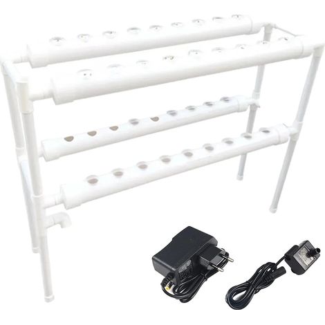 Kit de culture de plantes hydroponiques, système à 2 niveaux, 36 trous de plantation, pompe à eau DC 12V, dimensions 95x30x65 cm, capacité de charge 15 kg (1/5)