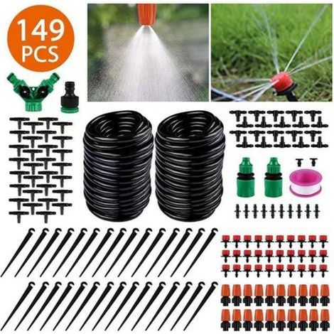 Lntyq Système d'irrigation Jardin, 30M Micro Irrigation Goutte à Goutte Kit Automatique système d'irrigation d'arrosage Réglable pour Paysage Patio Serre pelouse Plante, 149PCS (1/5)