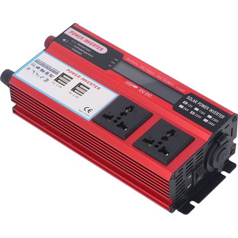 Onduleur de Puissance 500W, Camion Léger de Voiture 12V DC à 220V AC Onduleur à Onde Sinusoïdale Modifiée, Onduleur Solaire Extérieur avec 4 Ports USB Doubles Prises Universelles (1/5)