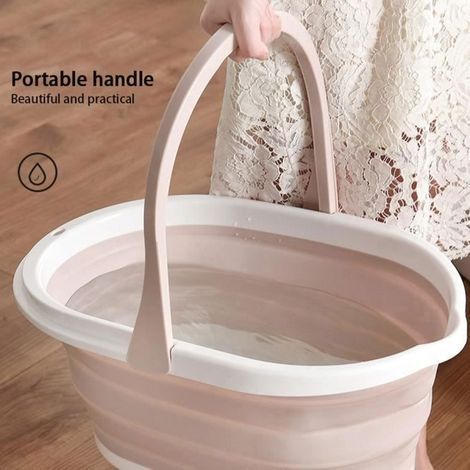 Seau de Vadrouille Pliable Ménage Portable Baril d'Eau de Nettoyage pour Maison Salle de Bains (Kaki) (1/3)