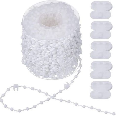 Chaînette de 20 m pour store vertical + 5 connecteurs - Blanche pour lames 89 mm