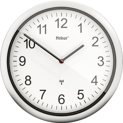 Mebus 19809 Funk Wanduhr 25 cm x 4 cm Silber Leisegang-Uhrwerk