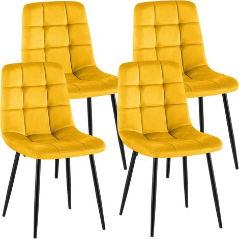 4er Set Esszimmerstühle Antibes Samt gelb (1/5)