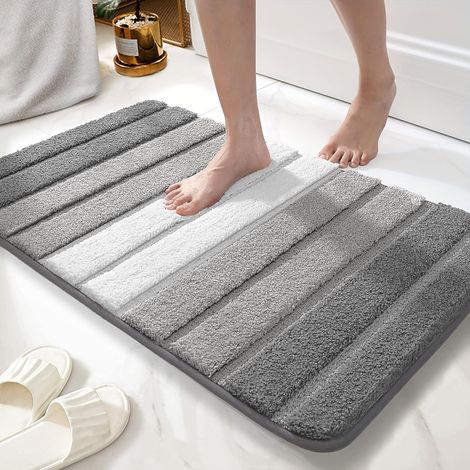 Tapis de bain en microfibre, Tapis de porte, Tapis de bain, Tapis de salle de bain 60x120 cm, Gris clair (1/5)