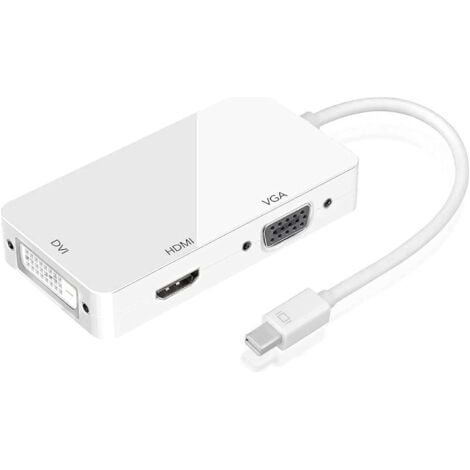 Ozvavzk Mini Displayport vers HDMI Vga Dvi câble adaptateur 1080P 3-en-1 Thunderbolt Mini DP vers HDMI Vga convertisseur, pour Macbook Microsoft Lenovo Thinkpad Carbon Touch Helix (blanc) (1/5)