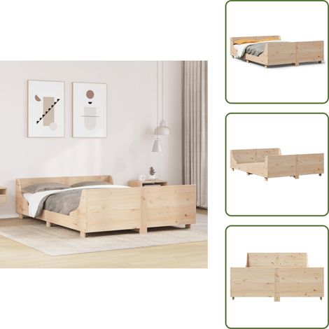 Massivholzbett ohne Matratze 140x200 cm Kiefernholz - Holzbett - Kiefernholzbett - Massives Holzbett - Doppelbett - Bettrahmen (1/5)