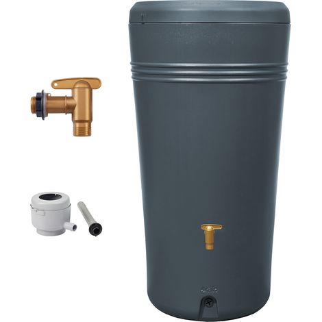 4rain AZURA 2in1 serbatoio per pioggia set completo 230 litri grigio grafite incl. rubinetto in plastica e raccordo pluviale