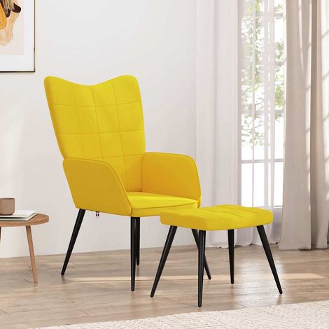 vidaXL Chaise de relaxation avec tabouret Jaune moutarde Tissu (1/5)