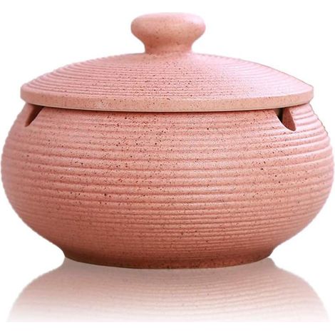 Cendrier en céramique avec couvercle, coupe-vent, pour une utilisation intérieure ou extérieure, cendrier de bureau pour fumeurs, idéal pour la décoration de la maison ou du bureau. (1/5)