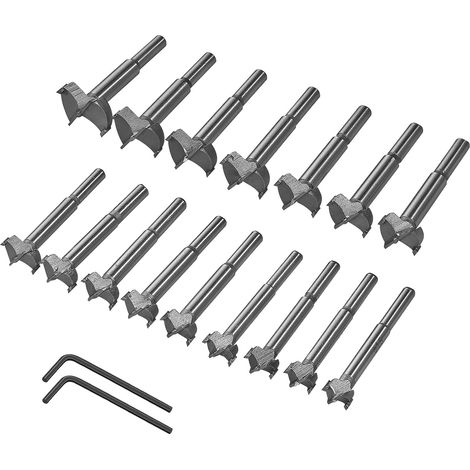 Foret à Façonner - Carbure de Tungstène - Diamètre 15 à 35 mm - Pour Bois Plastique Contreplaqué - Lot de 16 Pièces