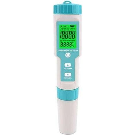 Pool-Salzgehalt-Tester, Salzwasser-pH- und Salzgehalt-Messgerät, digitaler 5-in-1-Pool-pH- und Salzgehalt-Tester, Salzgehalt-Messgerät für Pool, Whirlpool und Spa (1/4)