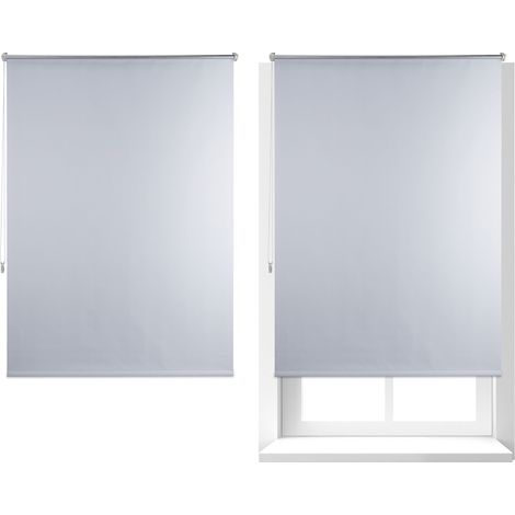 2x Tenda a Rullo Oscurante, 110x160 cm, Tendina Termica, Isolante, Adesiva, Senza Fori, per Finestre, Bianca