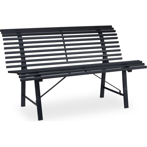 Banc de jardin confortable pour 2 personnes design classique 140 x 60 x 85 cm en acier anthracite (1/5)