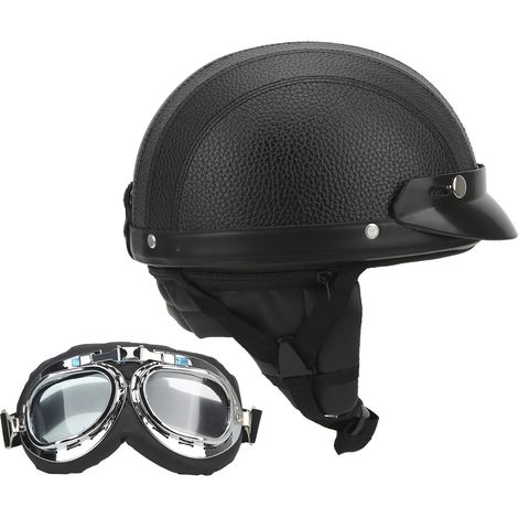 Casque Moto avec Visière Anti-Buée et Protection UV, Cuir Synthétique, Universel pour Scooter et Moto (1/5)