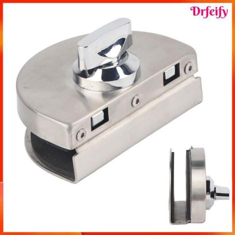 Serrure de porte en verre - - 97x65 mm - Inox brossé - Sans perçage - Pour 10–12 mm (1/5)