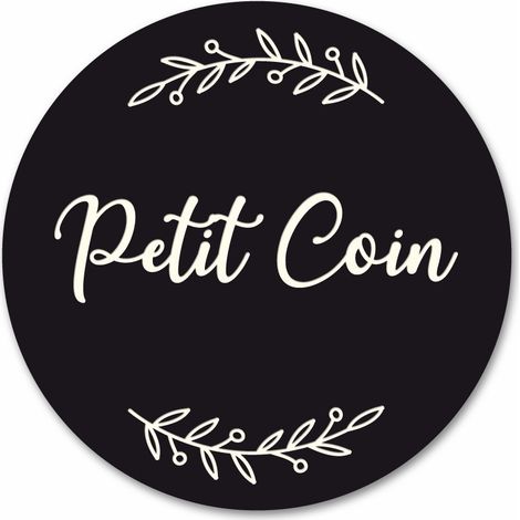 Plaque de Porte Autocollante PVC Gravé Noir Blanc Ronde.- - Petit Coin