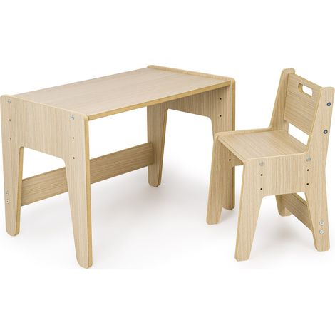 Un conjunto de escritorio y silla que crece con tu hijo, de roble. (1/5)