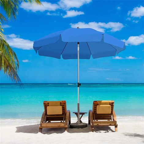 200 cm runder Sonnenschirm mit beweglichem UV-Schutz, UPF 50+, wasserdicht, 160 g/m² – Blau