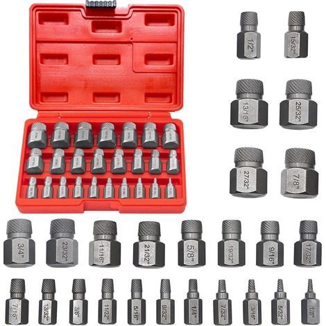 25-teiliger Ausdreher für beschädigte und gebrochene Schrauben, Stehbolzenausdreher, Linkshänder-Ausdreher für alle Ihre Reparaturen (1/4)