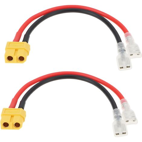 2 XT60 to 6.3mm Battery Connectors, 14 AWG Flat Terminals, Compatible with Waverunner and Atom (1/5)