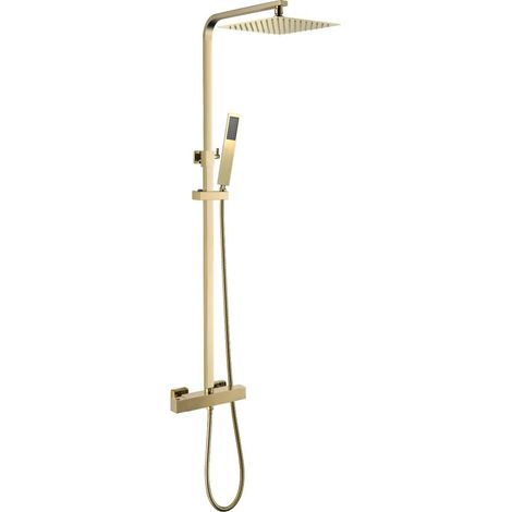 COLONNE DE DOUCHE THERMOSTATIQUE EN LAITON DORÉ BROSSÉ SC428 COLLECTION SCAMANDRE (OR MAT) (1/3)