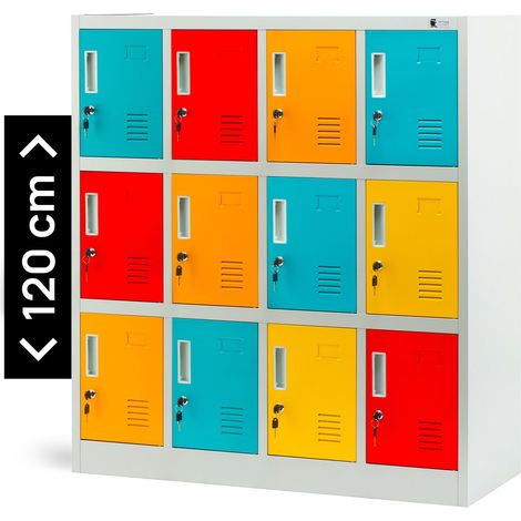 Armoire sociale à compartiments OLA, 1090 x 1200 x 450 mm, gris multicolore
