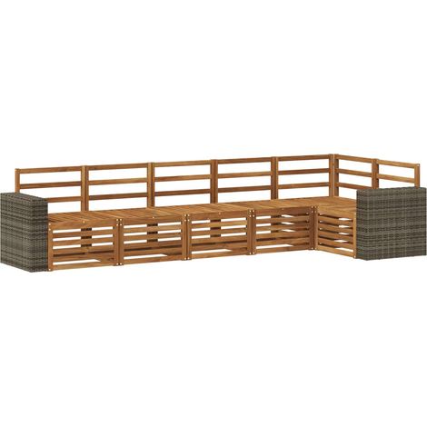 Sectional Sofa Set 6 pcs Natural Solid Acacia Wood vidaXL (1/5)
