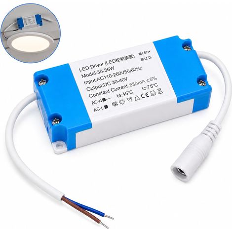 36W DC 30-40V 830mA LED Transformer, Constant Current LED Power Supply with 100-260V AC Input, Isolated LED Transformer for Ceiling Lights, Spotlights, Downlights, and LED Panel Lights (1/5)