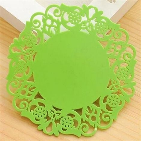 SET DE TABLE SET DE TABLEgreen--Sous verres ronds en Silicone pour boissons 1 pièce napperon résistant aux taches Pot antidérapant (1/4)