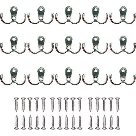 Patères blanches pour manteaux, 15 pièces, crochets doubles en métal et patères pour manteaux (1/4)