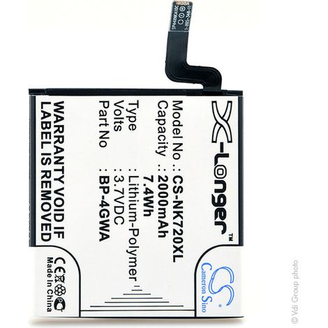 NX - Batterie téléphone, smartphone, GSM pour Microsoft 3.7V 2000mAh - BP-4GWA (1/3)