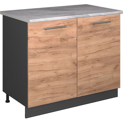 Spülenunterschrank Fame-Line, Goldkraft Eiche/Anthrazit, 100 cm, AP Marmor, Vicco (1/5)