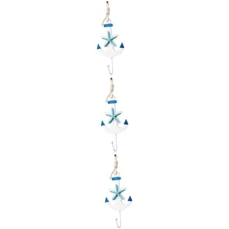 Lot de 3 crochets muraux décoratifs, patères, porte-serviettes, crochet de porte, crochet de style méditerranéen, crochet en bambou et coquillage. (1/5)