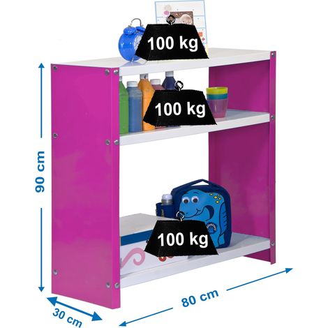 Simon Rack - Etagère de rangement 900x800x300mm Rose/Blanc Charge 100Kg - Habitat Colour PLUS 3/300 (1/4)