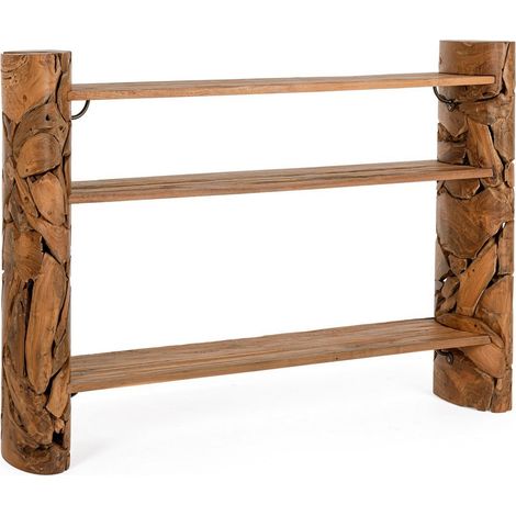 Consolle "Arwood" struttura in legno teak riciclato 156 x h 110 cm -Nero (1/4)