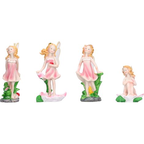 4 Figurines Fées Résine Miniatures pour Jardin Cour Terrasse Déco (1/5)