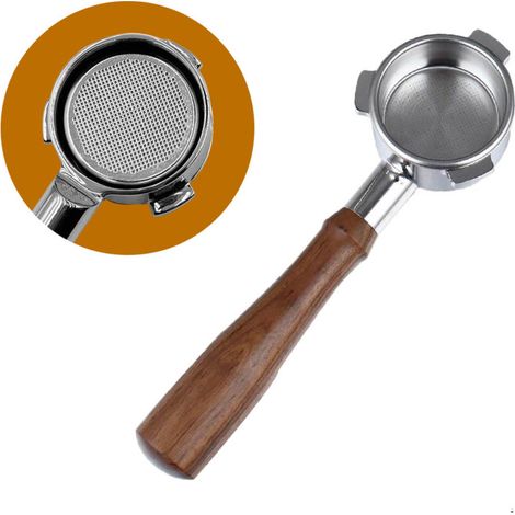 54-mm-Espressofilter aus Edelstahl und Holz, inklusive Filter, Siebträger, Löffel und Bürste. Kompatibel mit Breville BES870/875/878/880.