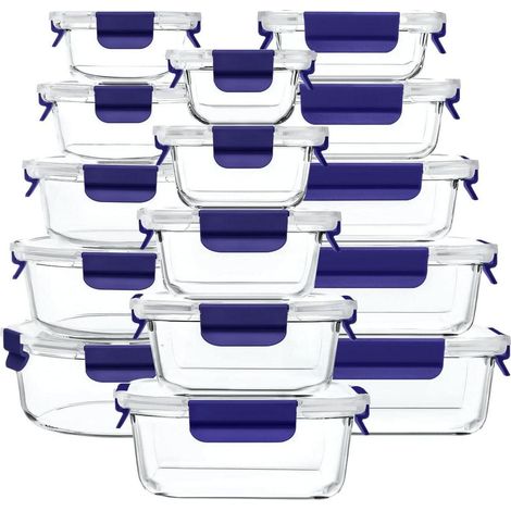 Glas-Vorratsdosen 15er-Set mit Deckel, mikrowellen-, gefrier- & spülmaschinenfest (1/5)