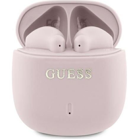 Cuffie Bluetooth TWS Guess con docking station, logo classico stampato, colore rosa. (1/4)