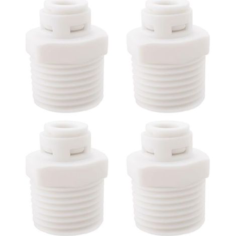 Lot de 4 connecteurs plastique 1/2 à 1/4 po, tête droite rapide pour filtre osmose inverse, blanc (1/4)