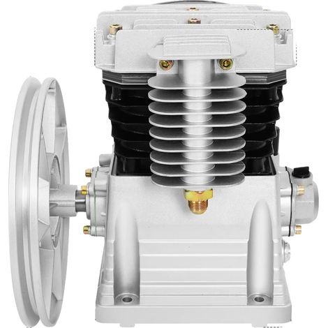 Tête de Pompe de Compresseur d'Air, Conception à Double Piston, Performance Efficace, Argent (1/2)