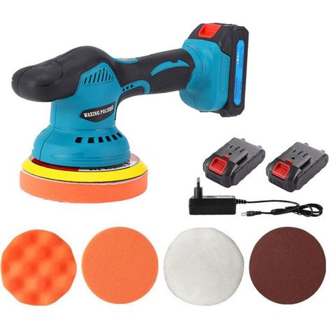 Akkubetriebene Poliermaschine und Polierpad-Sets, 8 Geschwindigkeitsstufen mit 2 x 21V-Akkus, 2800-6000 U/min für detailliertes Polieren, Wachsen und Kratzerentfernung.