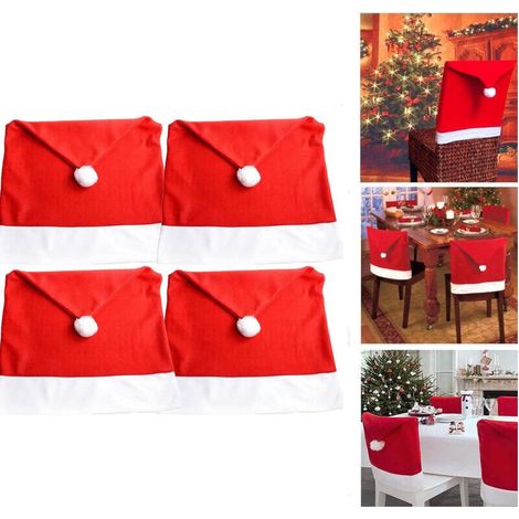Housses de chaise de Noël, housses de chaise amovibles et lavables, adaptées aux mariages, hôtels, salles de banquet, anniversaires,4 pièces. (1/5)