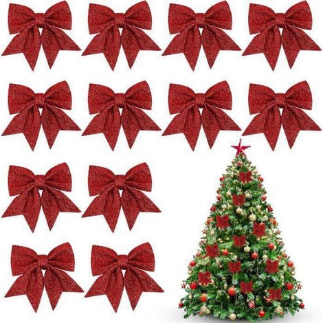 Noeud Rouge Noel 120Pcs Noeud Sapin NoelNoeud Rouge Sapin de NoelNoeud Noel Arcs de Nol PailletsDcorations de Nol pour BOULE DE NOEL (1/4)