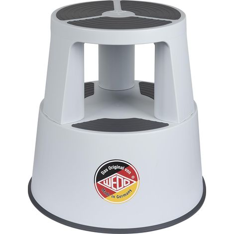 WEDO Sgabello a rotelle Super Step in plastica infrangibile – Piedino a forma di elefante, certificato TÜV GS – Made in Germany – Altezza ca. 43 cm, portata 150 kg (grigio chiaro) (1/5)