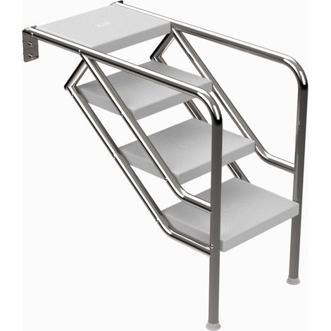 Eichenwald Pooltreppe Modell 08.3 Miami nur Unterteil Beckentiefe 1199mm 4 Edelstahl-Waffelblech-Stufen