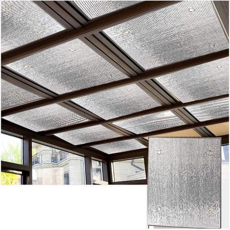 Rideau de protection solaire 1 pièce - Paravent avec feuille d'aluminium isolante - Bordure blanche - Réglable - 50 x 50 cm - Blanc - 50 x 50 cm - 1 pièce (1/3)