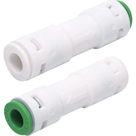 Clapet anti-retour unidirectionnel droit à connexion rapide (2 pièces, 1/4") pour système d'osmose inverse d'eau pure. (1/5)