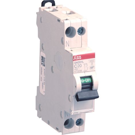 ABB – Disjoncteur unipolaire 20A courbe C – Pour installation électrique conforme NF C 15-100 – Blanc